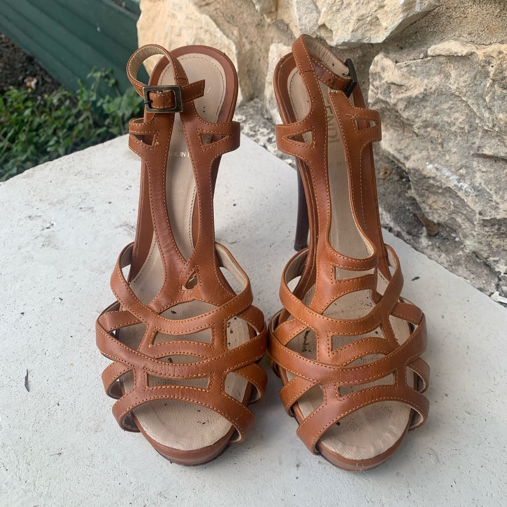 Fendi brown strappy heels